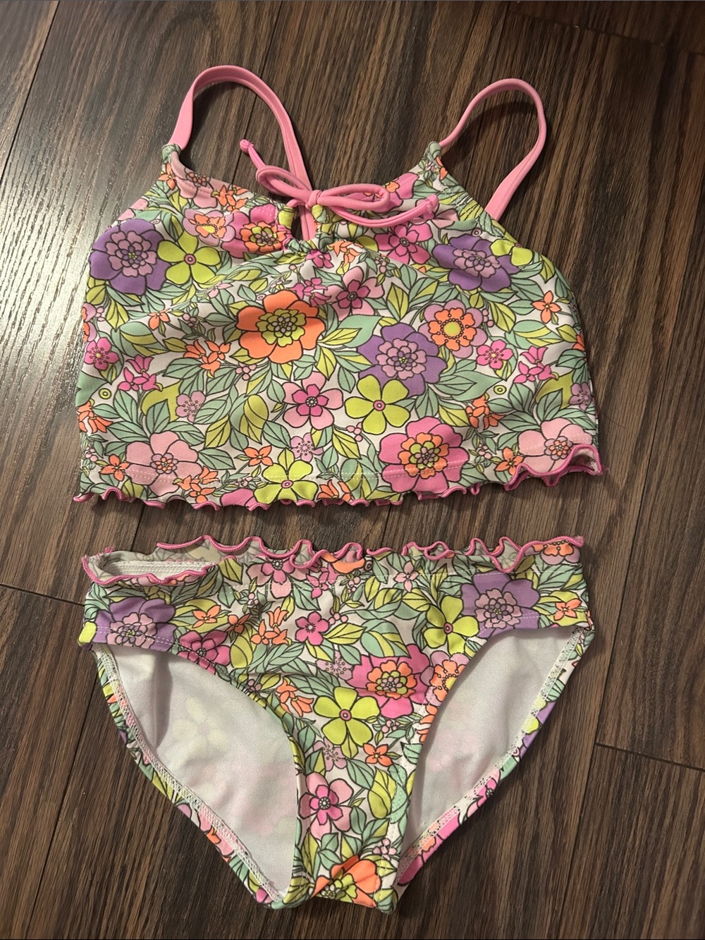 Cat & Jack Floral Two-Piece Bikini in Pink, Purple, Yellow, Green